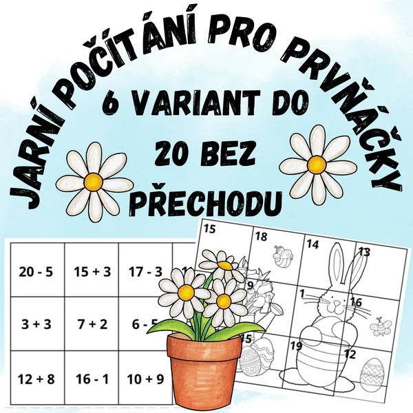 Jarní počítání pro prvňáčky do 20 bez přechodu