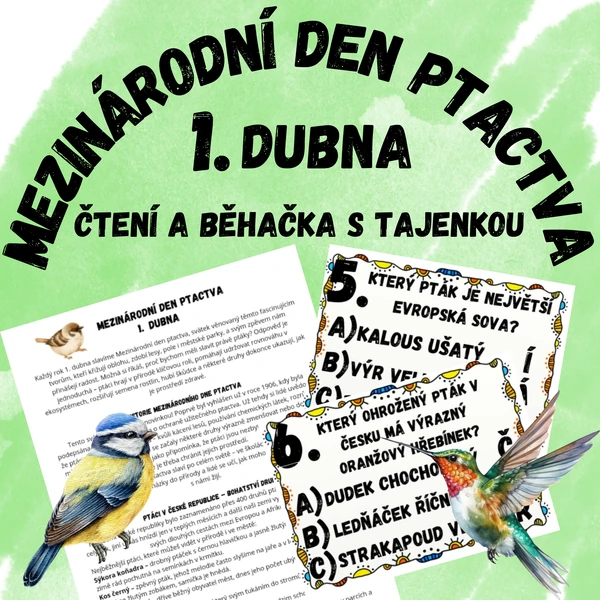 Mezinárodní den ptactva 1. dubna - čtení a běhačka s tajenkou