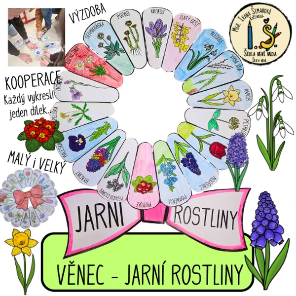 VĚNEC s jarními rostlinami