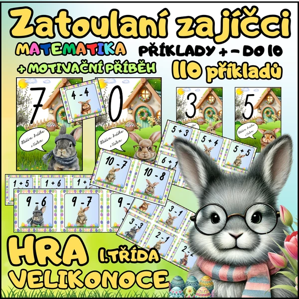 🐰🌸VELIKONOCE - ZATOULANÍ ZAJÍČCI - MATEMATIKA 1. TŘÍDA🌸