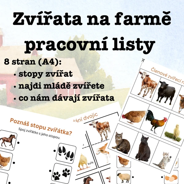 Pracovní listy: Zvířata na farmě