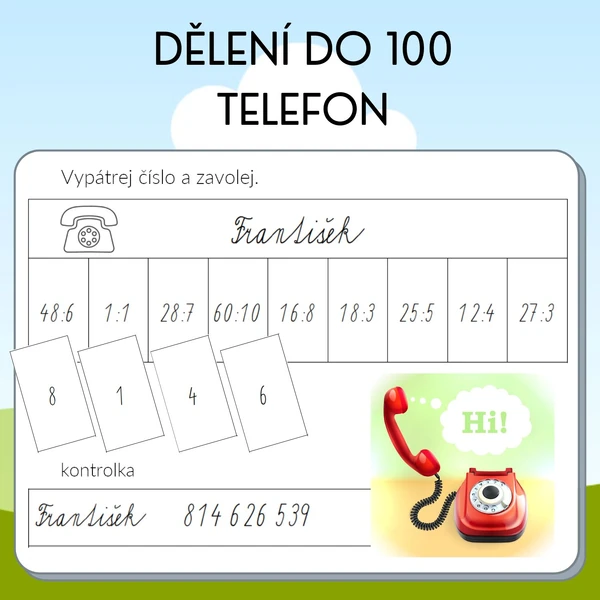 Dělení do 100 - telefon
