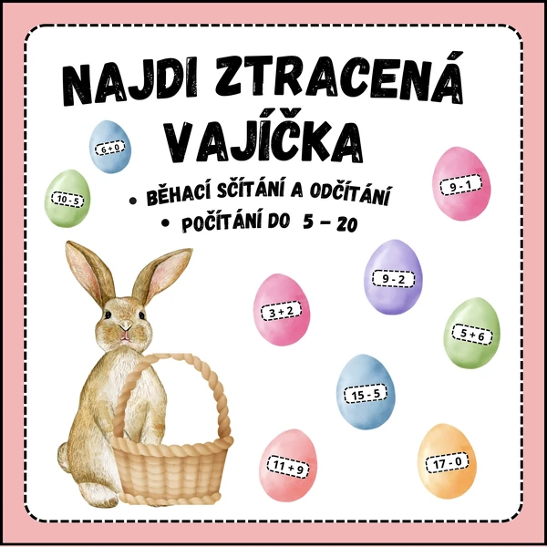 Najdi ztracená vajíčka - Velikonoční běhačka (sčítání a odčítání)