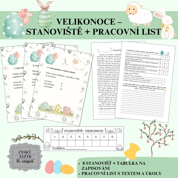 Velikonoce –⁠⁠⁠⁠⁠⁠ stanoviště + pracovní list 