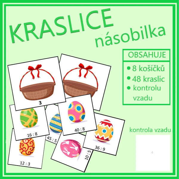 Kraslice - násobilka (dělilka, násobilkové dělení, velikonoční počítání)