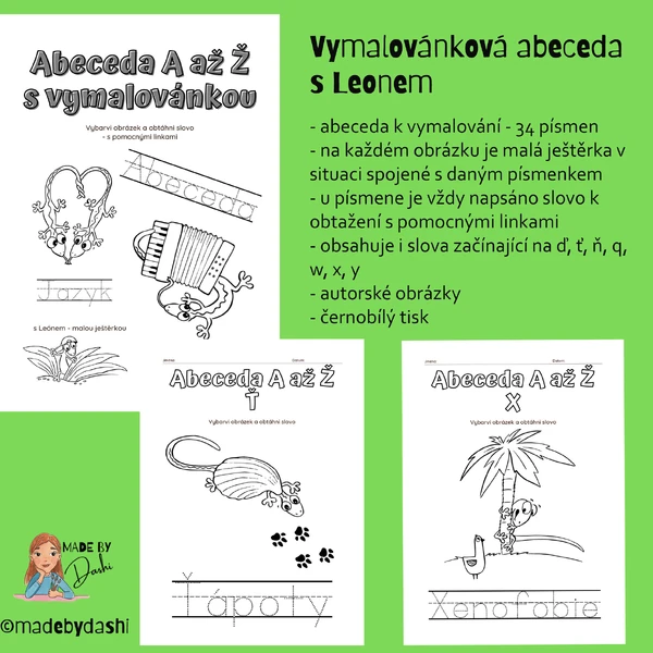 Abeceda A až Ž s Leonem - abeceda s vymalovánkou