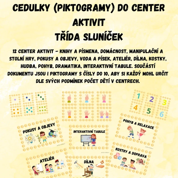 piktogramy do center aktivit - sluníčka