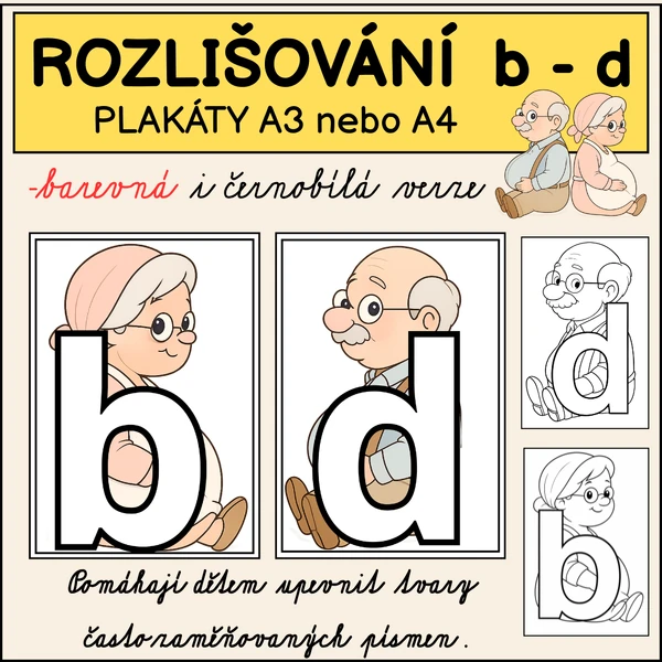 Písmenka b-d už se nepopletou! 📌 Plakáty velikosti A3 nebo A4