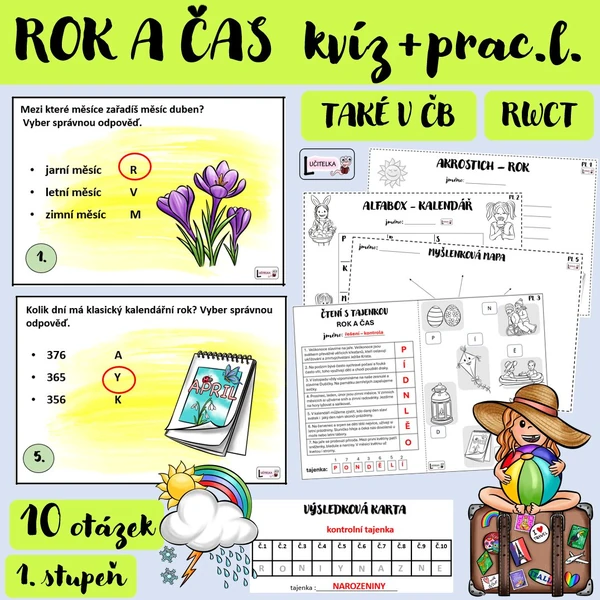 ROK A ČAS - EDUKAČNÍ KVÍZ A PRACOVNÍ LISTY