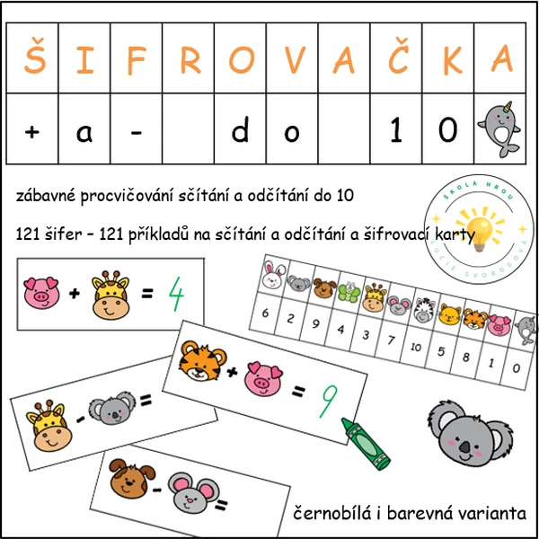 Šifrovačka - sčítání a odčítání do 10