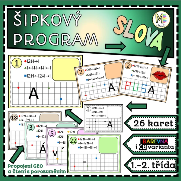 ŠIPKOVÉ PROGRAMY- SLOVA- PROPOJENÍ GEOMETRIE A ČTENÍ S POROZUMĚNÍM