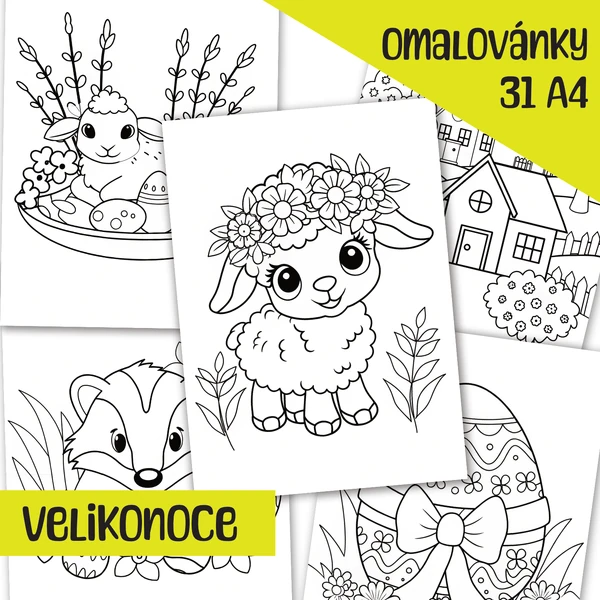 🌸 Velikonoční omalovánky pro děti – 31 stran plných jara! 🐰🎨