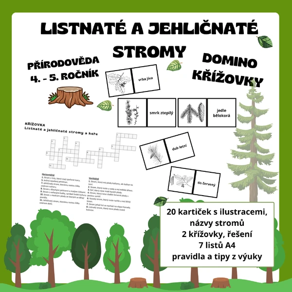 DOMINO a KŘÍŽOVKY - Listnaté a jehličnaté stromy
