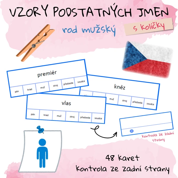Vzory podstatných jmen s kolíčky - rod mužský
