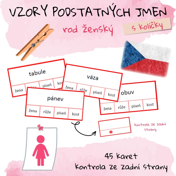 Vzory podstatných jmen s kolíčky - rod ženský