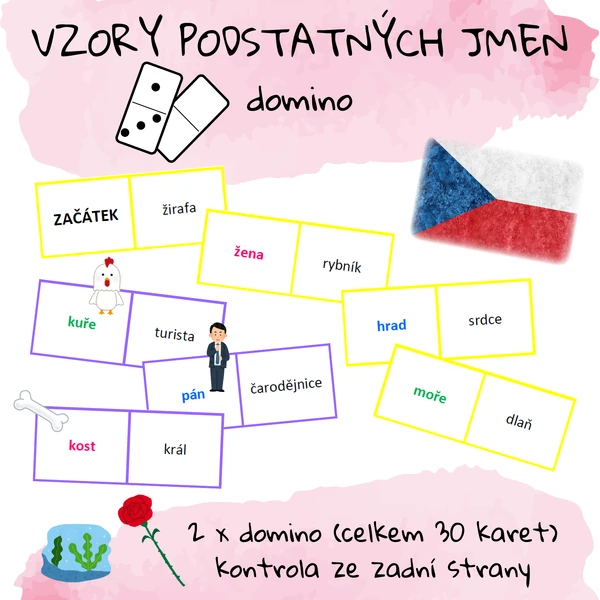 Vzory podstatných jmen - domino