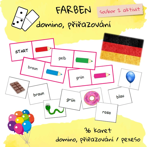 FARBEN - domino, přiřazování / pexeso