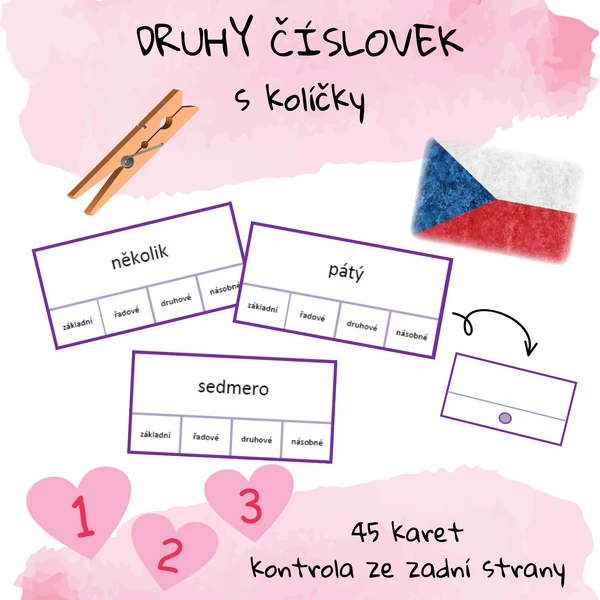 Druhy číslovek s kolíčky
