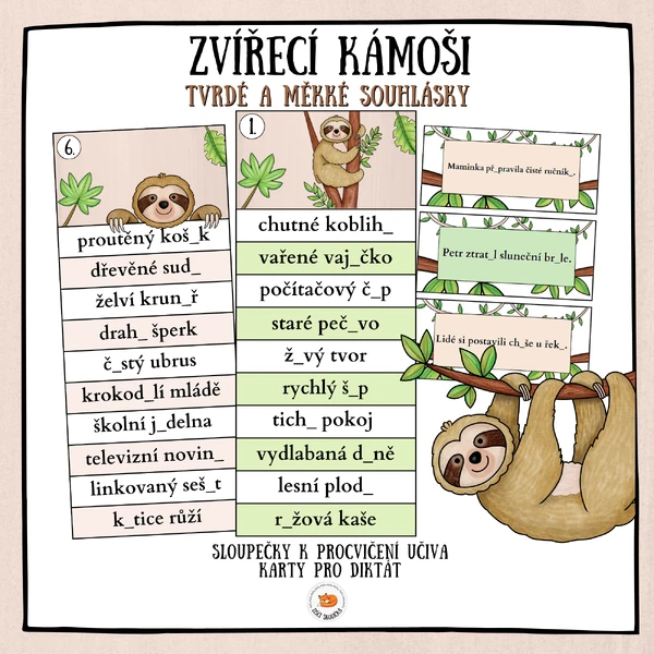 Tvrdé a měkké souhlásky - Zvířecí kámoši