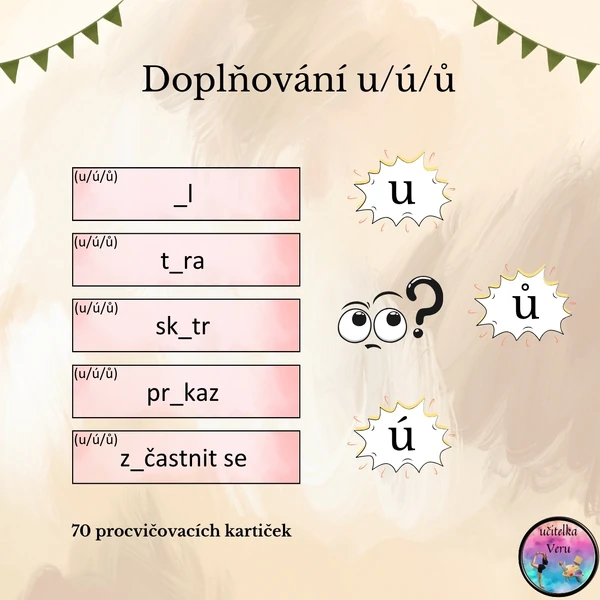 Doplňování u/ú/ů