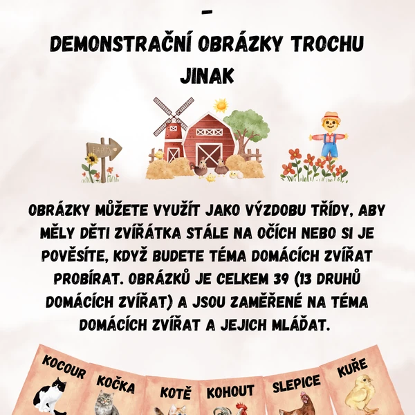 Domácí zvířata a jejich mláďata - girlanda