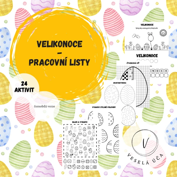 VELIKONOCE- pracovní listy (černobílá verze)