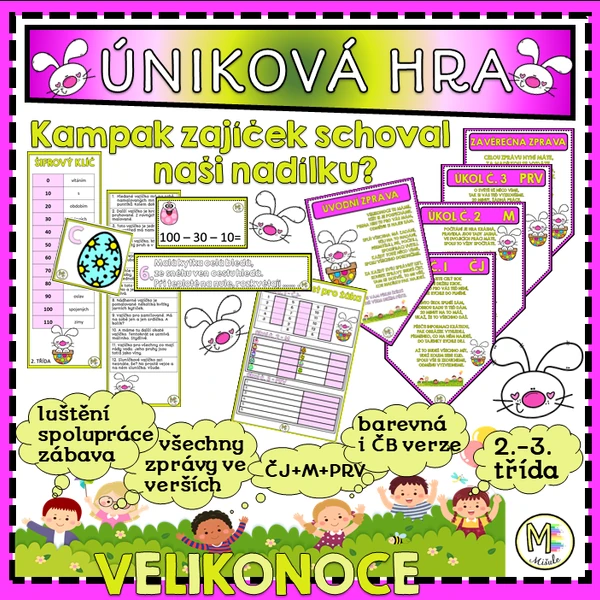 ÚNIKOVÁ HRA PRO 2.-3. TŘÍDU- VELIKONOCE- KAMPAK ZAJÍČEK SCHOVAL NAŠI NADÍLKU?