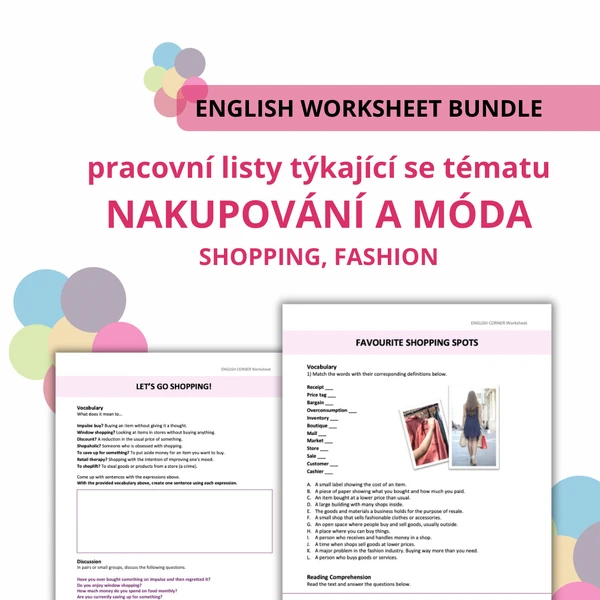 SHOPPING AND FASHION - zábavné pracovní listy pro výuku AJ