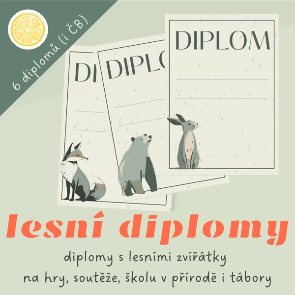 Diplomy s lesními zvířátky