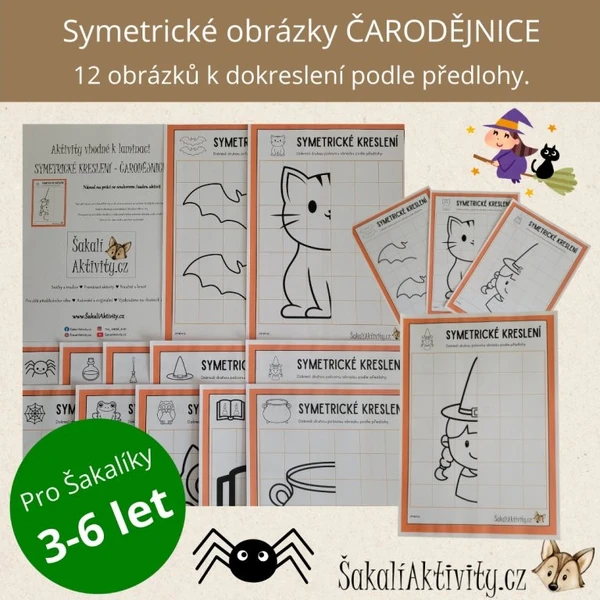  Symetrické obrázky/kreslení - ČARODĚJNICE 