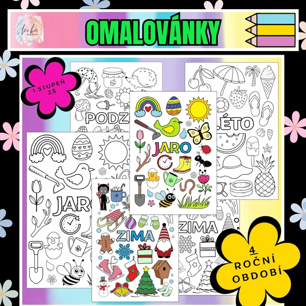 Omalovánka JARO,LÉTO,PODZIM,ZIMA