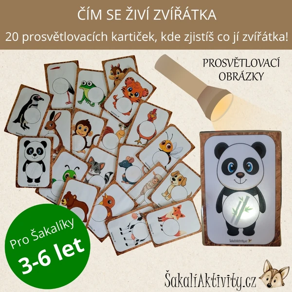  PROSVĚTLOVACÍ OBRÁZKY - Čím se živí zvířátka? 