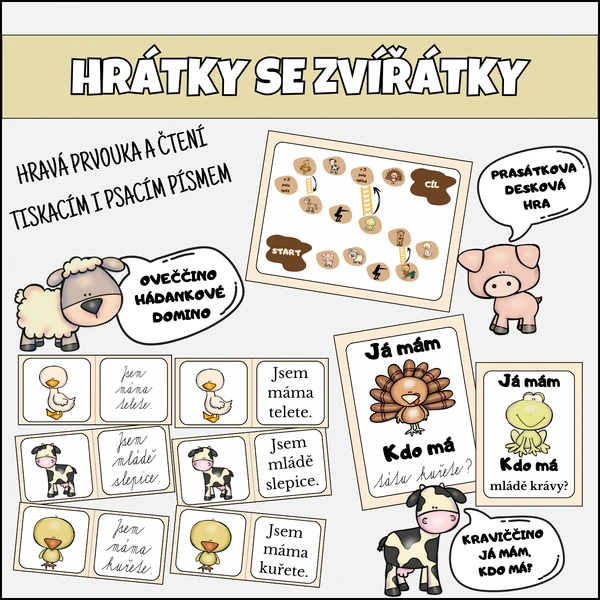 HRÁTKY SE ZVÍŘÁTKY - zvířecí rodiny, zvířata na statku