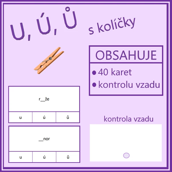 Psaní u, ú, ů s kolíčky