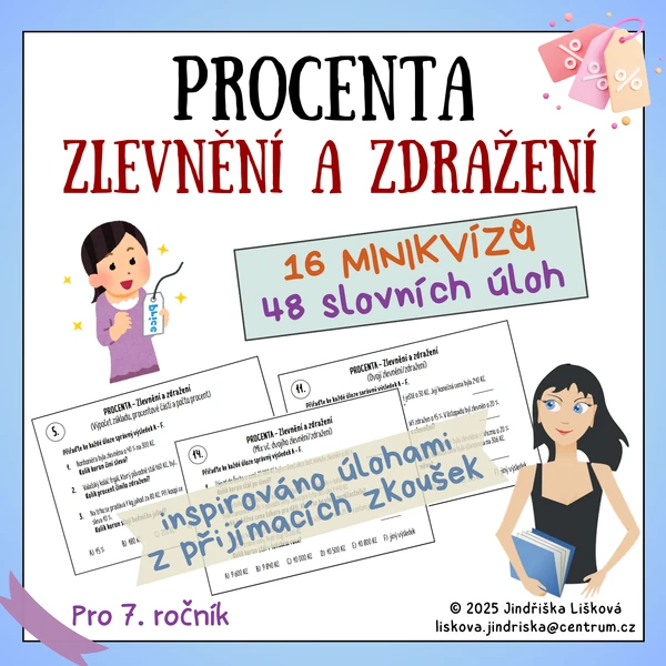 PROCENTA - Zlevnění a zdražení - MINIKVÍZY