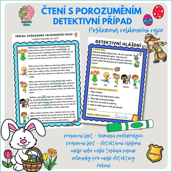 Čtení s porozuměním – detektivní případ: Poškozená velikonoční vejce 