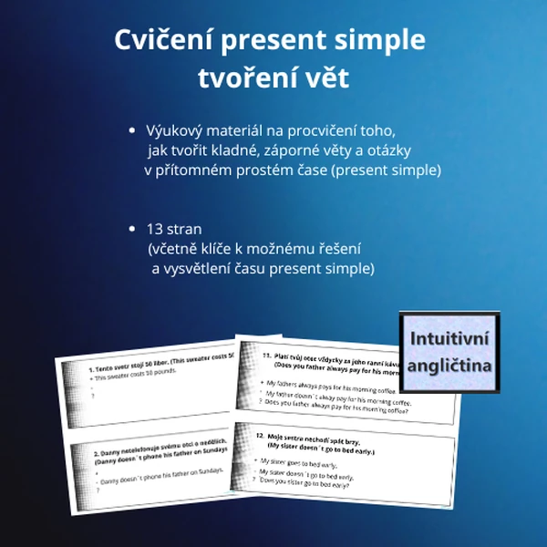 Cvičení present simple - tvoření vět