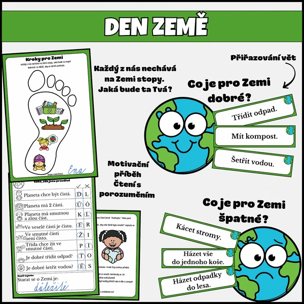 Den Země - čtení s porozuměním, spolupráce, tvořivá kreativní aktivita