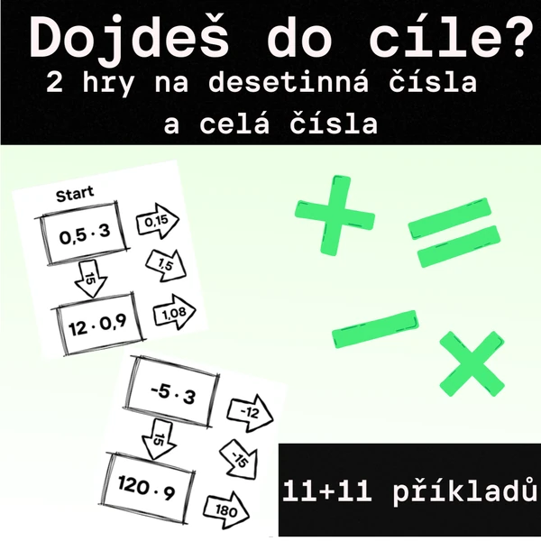 Hra - "Dojdeš do cíle?" - desetinná a celá čísla - zkrácená verze