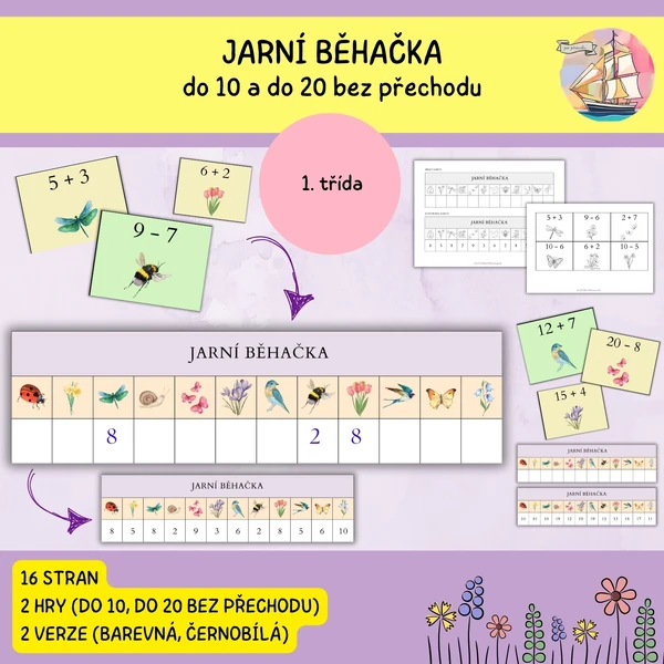 Jarní matematická běhačka - do 10, do 20 bez přechodu