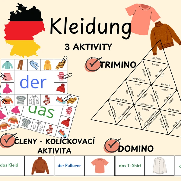 Kleidung (oblečení) - domino/trimino/kolíčkovací aktivita