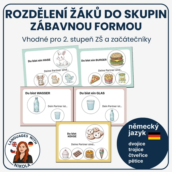 Německý jazyk – Rozdělení žáků do skupin zábavnou formou