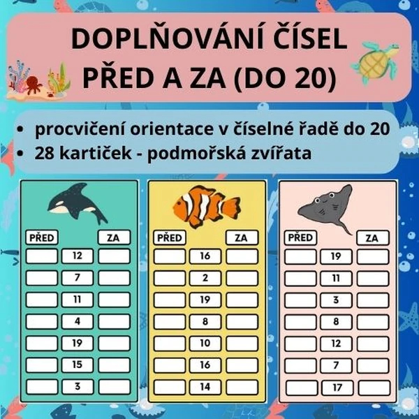 Doplňování čísel před a za (do 20)