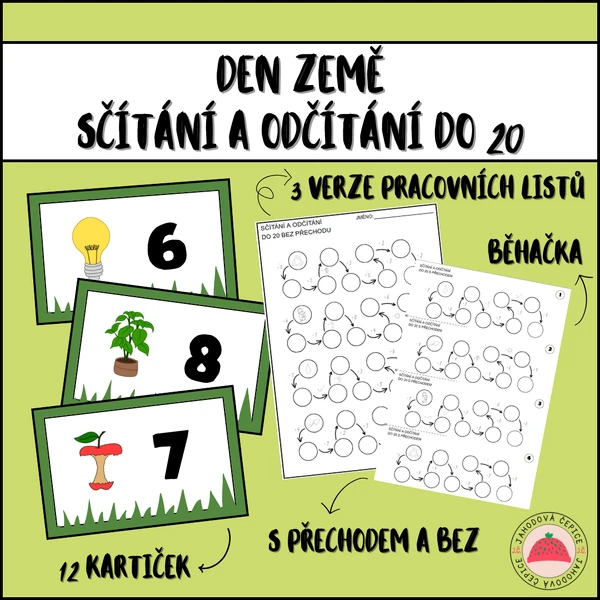 Den Země - sčítání a odčítání do 20 - běhačka