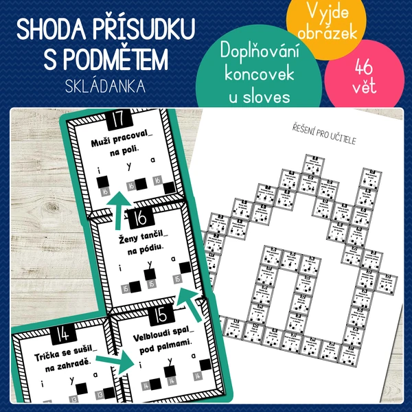 Shoda přísudku s podmětem - skládanka
