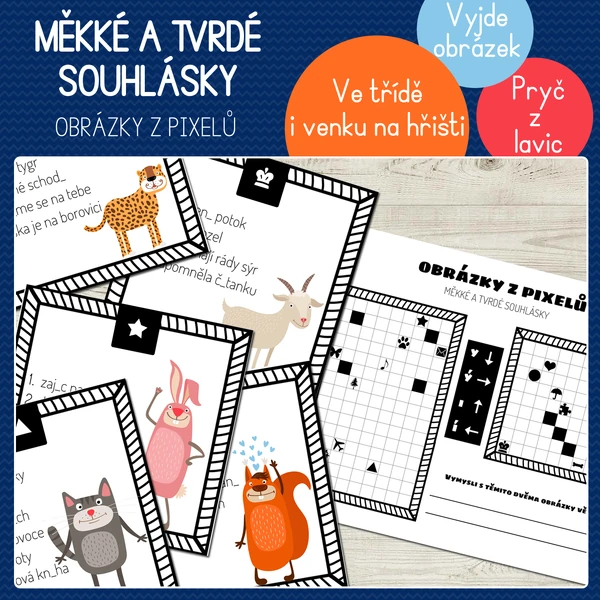 Obrázky z pixelů - měkké a tvrdé souhlásky