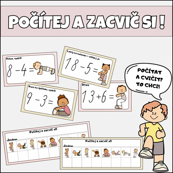 Počítej a zacvič si! - sčítání a odčítání do 20 bez přechodu