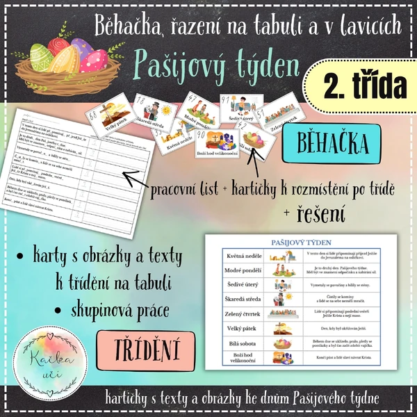 Pašijový týden - běhačka, řazení na tabuli a v lavicích