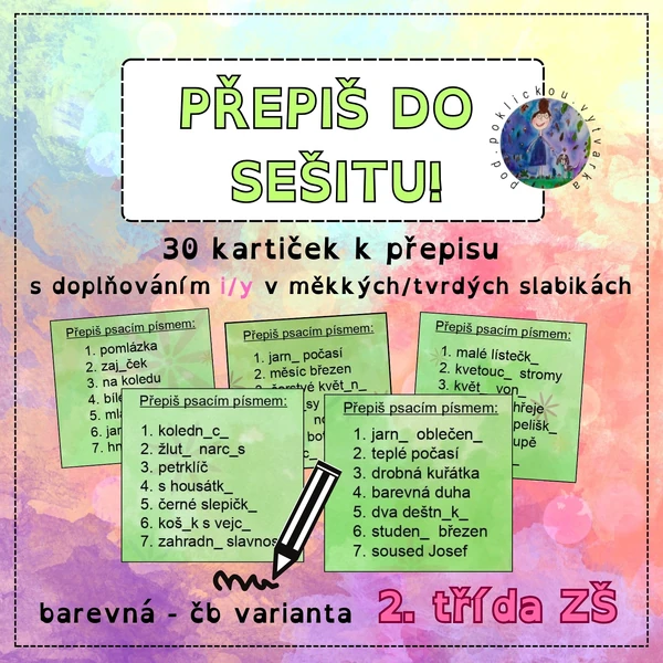 Přepiš do sešitu - JARO - 30 kartiček k přepisu
