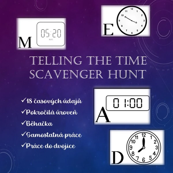 Telling the time - scavenger hunt - běhačka